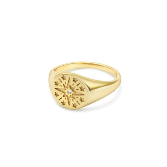 Gold Vermeil Celestial Signet Ring - Picture 1 of 4